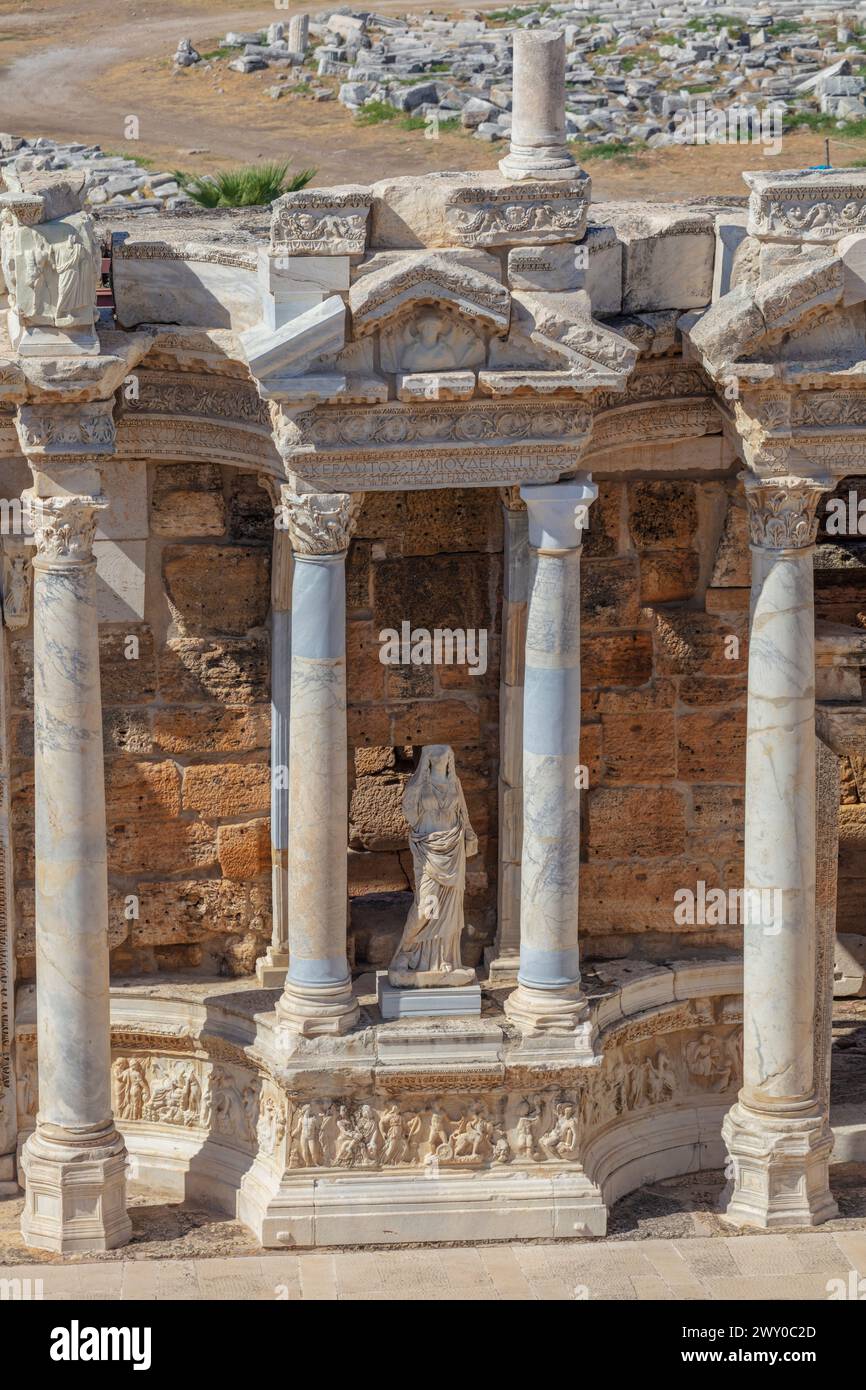 Théâtre, Ier siècle, Hiérapolis, Pamukkale, province de Denizli, Turquie Banque D'Images