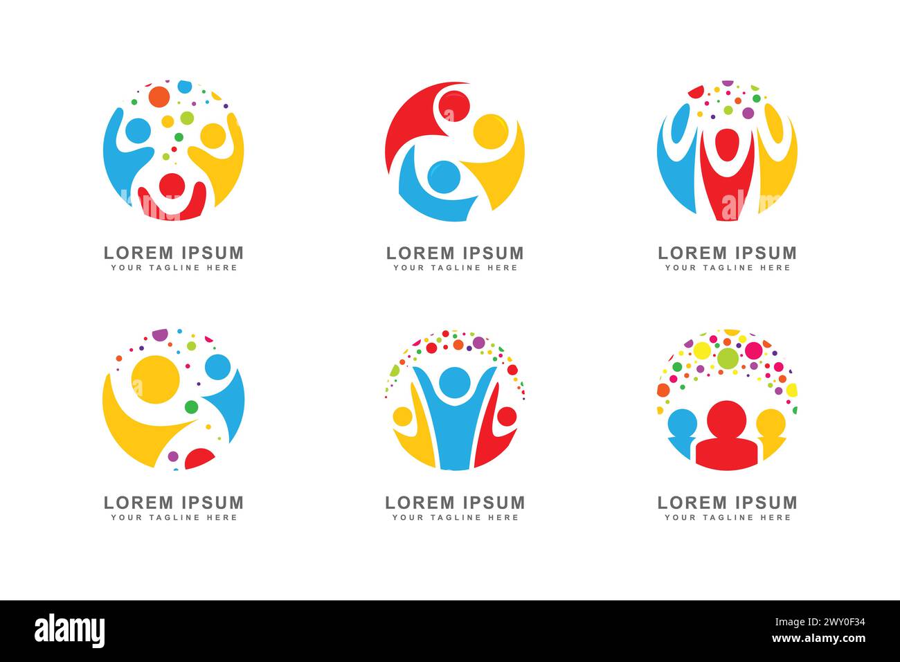 Concept de communauté créative de logo de collection de diversité colorée Illustration de Vecteur