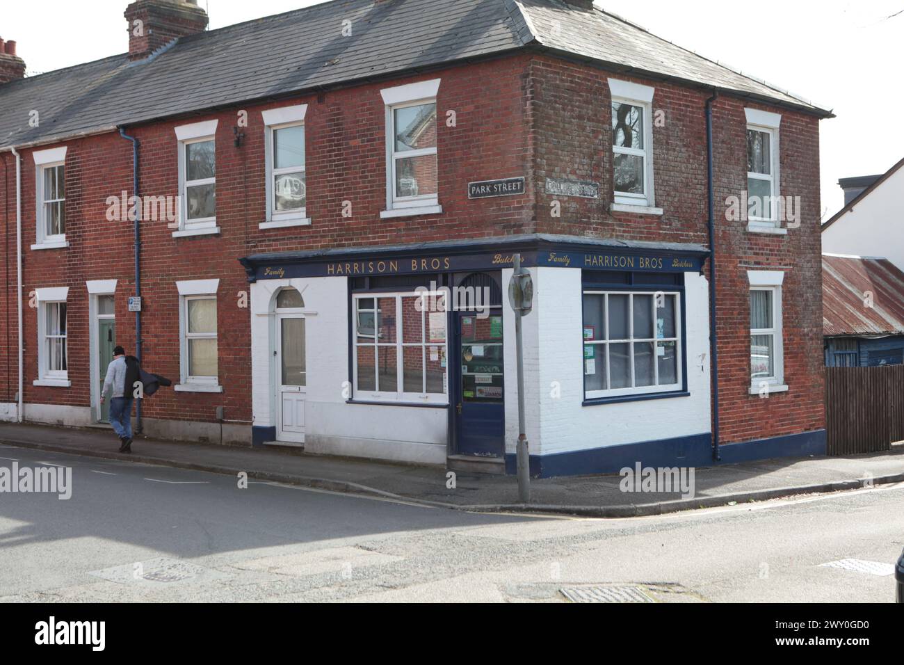 Harrison Brothers Butchers à Salisbury a fermé en 2018 après 100 ans de négoce. Wiltshire Royaume-Uni. Banque D'Images