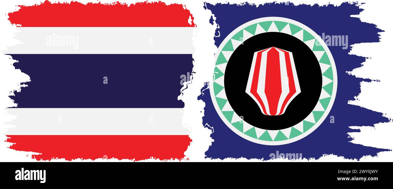 Bougainville et Thaïlande grunge drapeaux connexion, vecteur Illustration de Vecteur