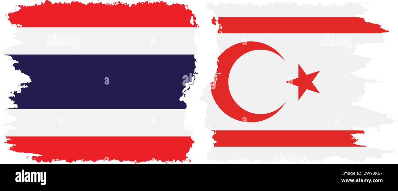 République turque de Chypre du Nord et Thaïlande grunge drapeaux connexion, vecteur Illustration de Vecteur