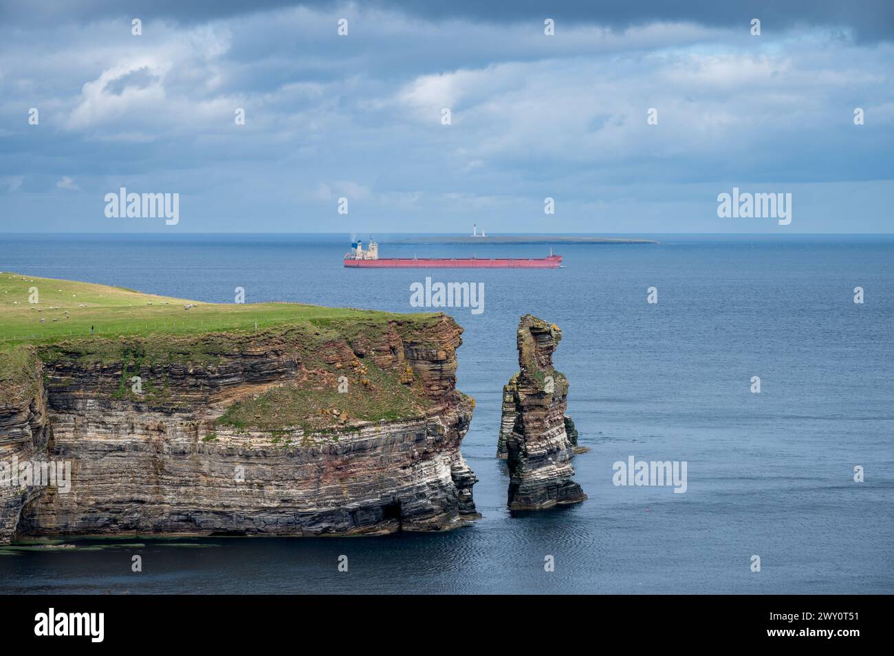Duncansby Stacks and Cliff at North Sea, Duncansby Head, John O'Groats, Écosse, Royaume-Uni Banque D'Images