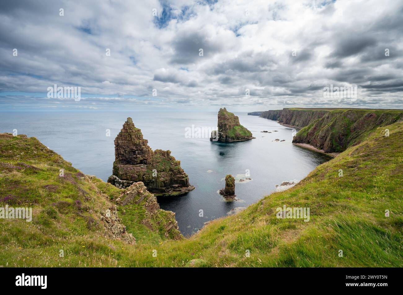Duncansby Stacks and Cliff at North Sea, Duncansby Head, John O'Groats, Écosse, Royaume-Uni Banque D'Images