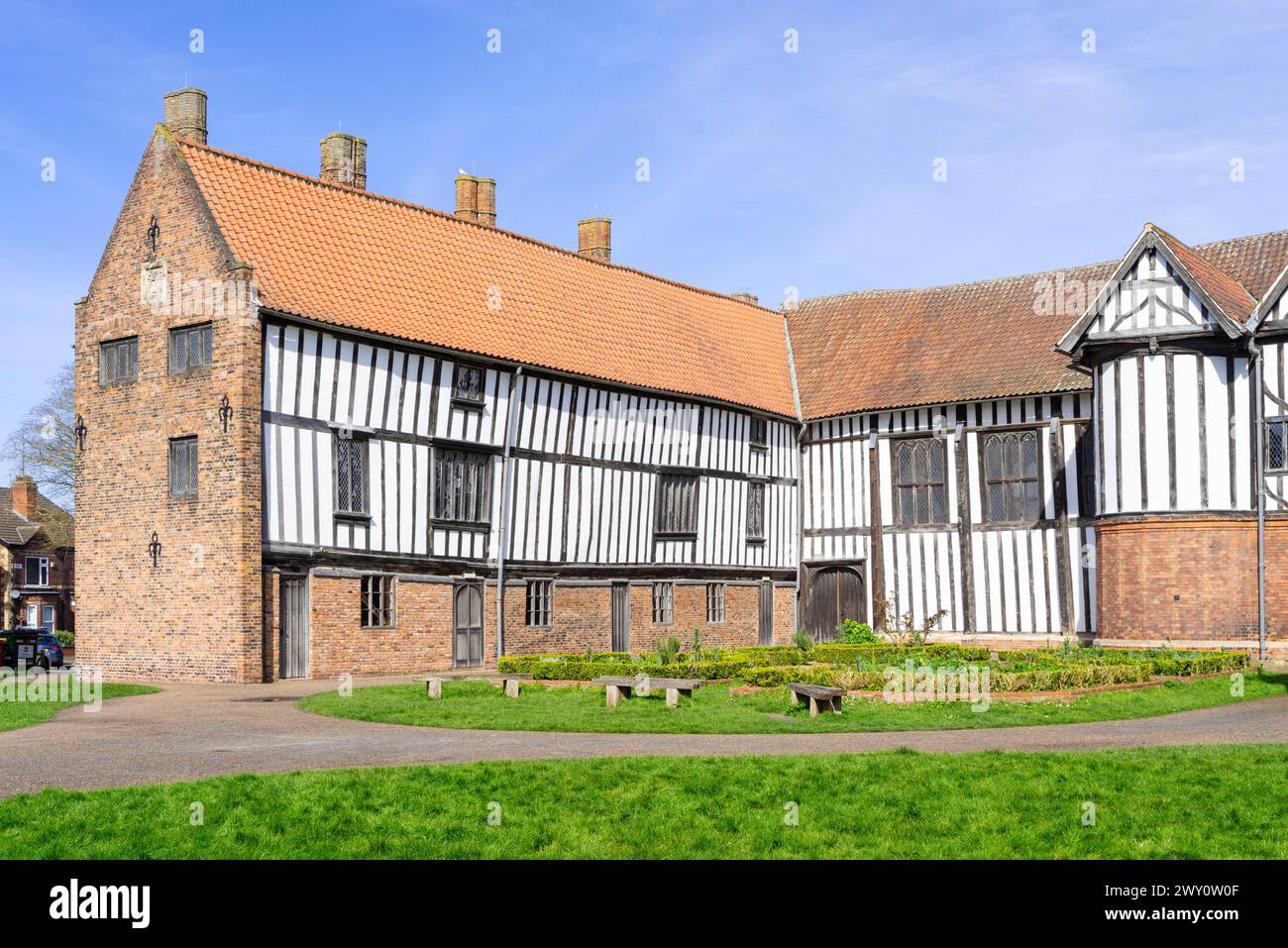 Gainsborough Old Hall manoir médiéval extérieur Gainsborough Lincolnshire Angleterre Royaume-Uni GB Europe Banque D'Images