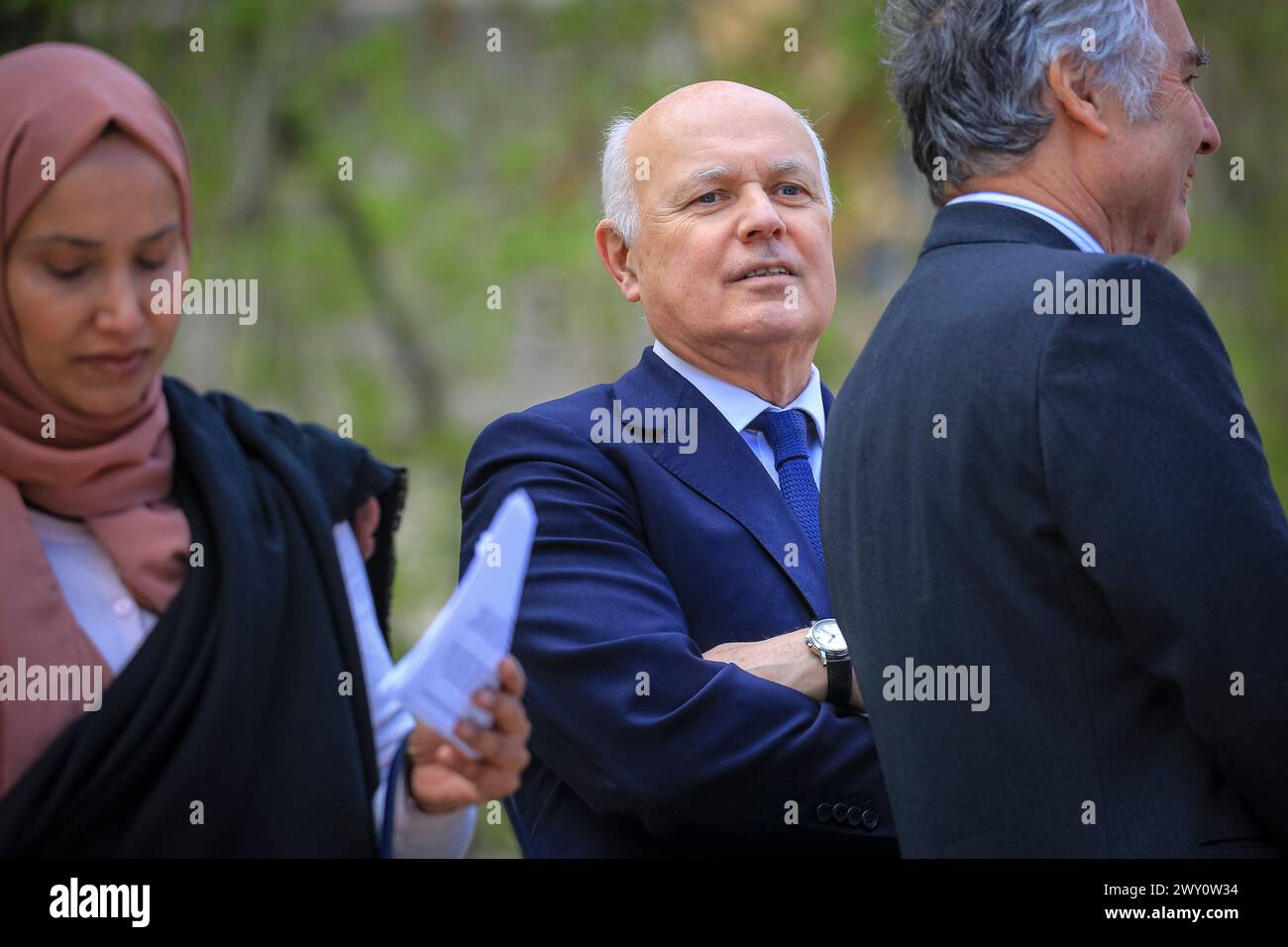 Sir Iain Duncan Smith, ancien chef du Parti conservateur, lors d'un événement sur la sécurité des bâtiments à Westminster Banque D'Images