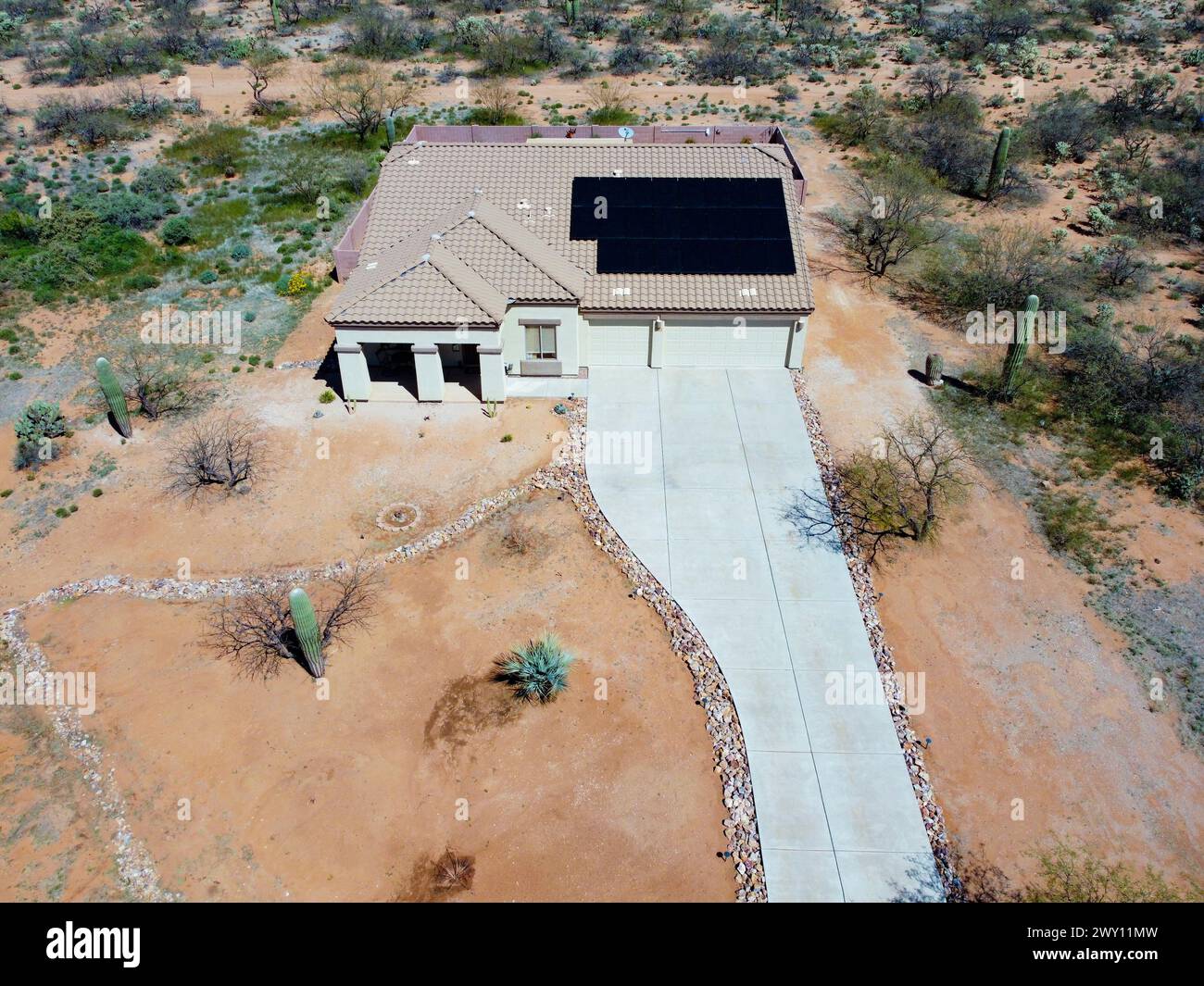 Drone photo d'une propriété à Sahuarita dans le sud de l'Arizona, États-Unis Banque D'Images