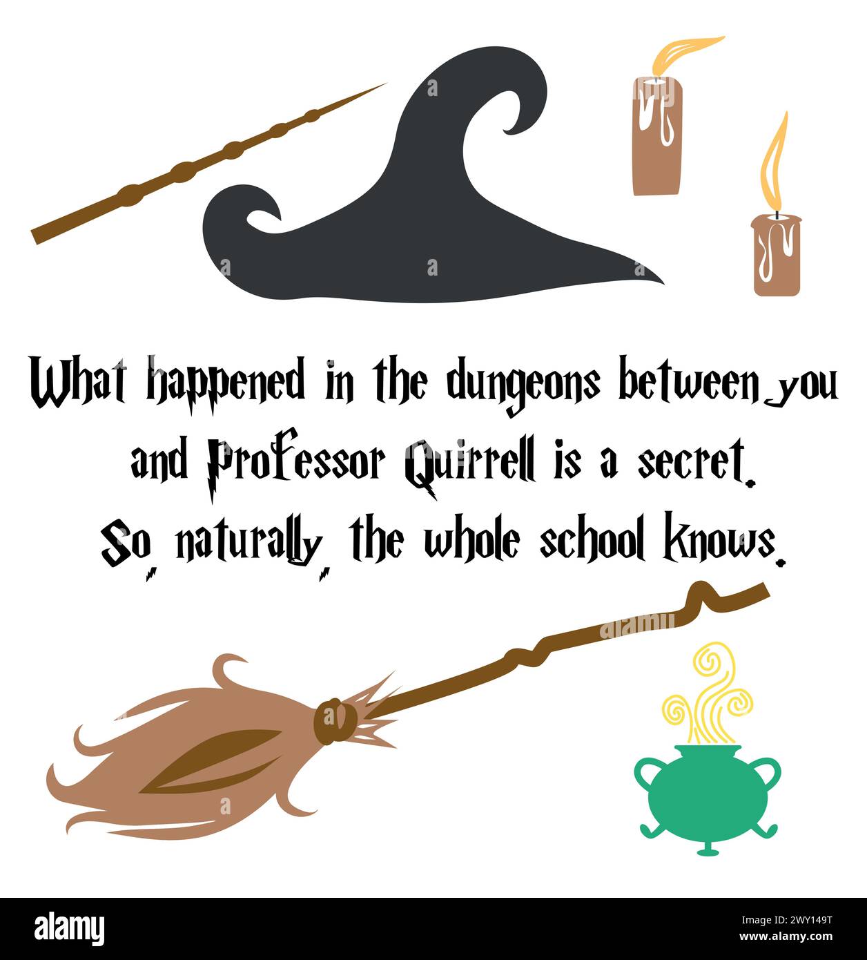 Affiche magique de l'école, citation d'un livre sur un sorcier garçon. Illustration de Vecteur