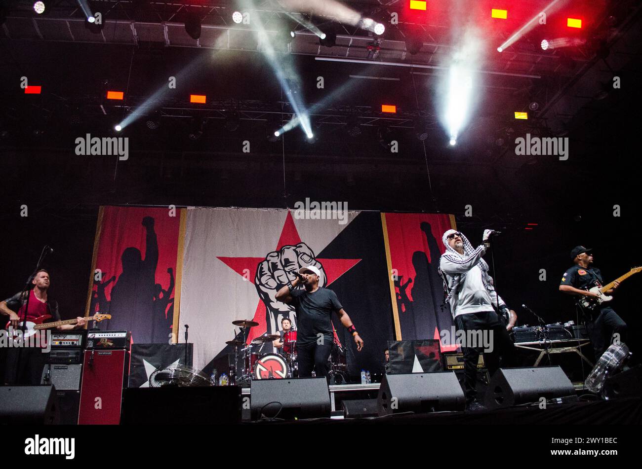 Prophets of Rage jouant au Faliro Sports Pavilion Arena, Athènes / Grèce, août 2019 Banque D'Images