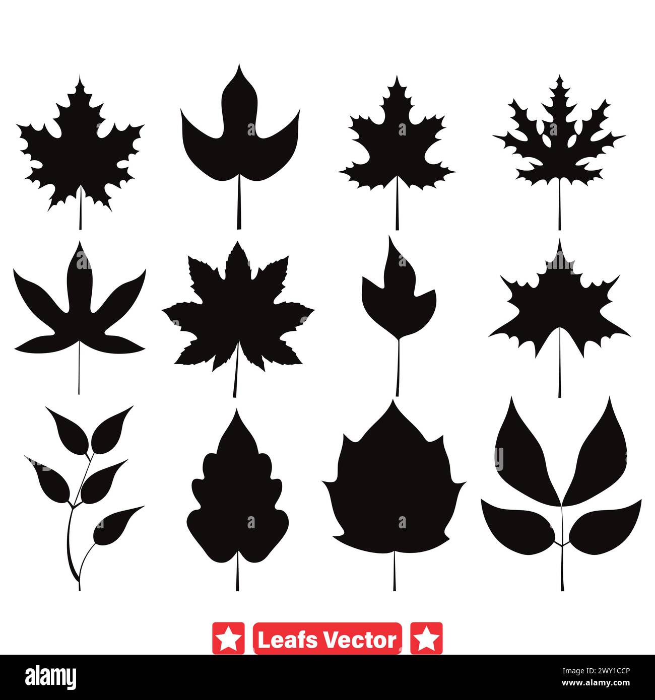 Feuillu embrassez les silhouettes vectorielles captivantes de la nature Illustration de Vecteur