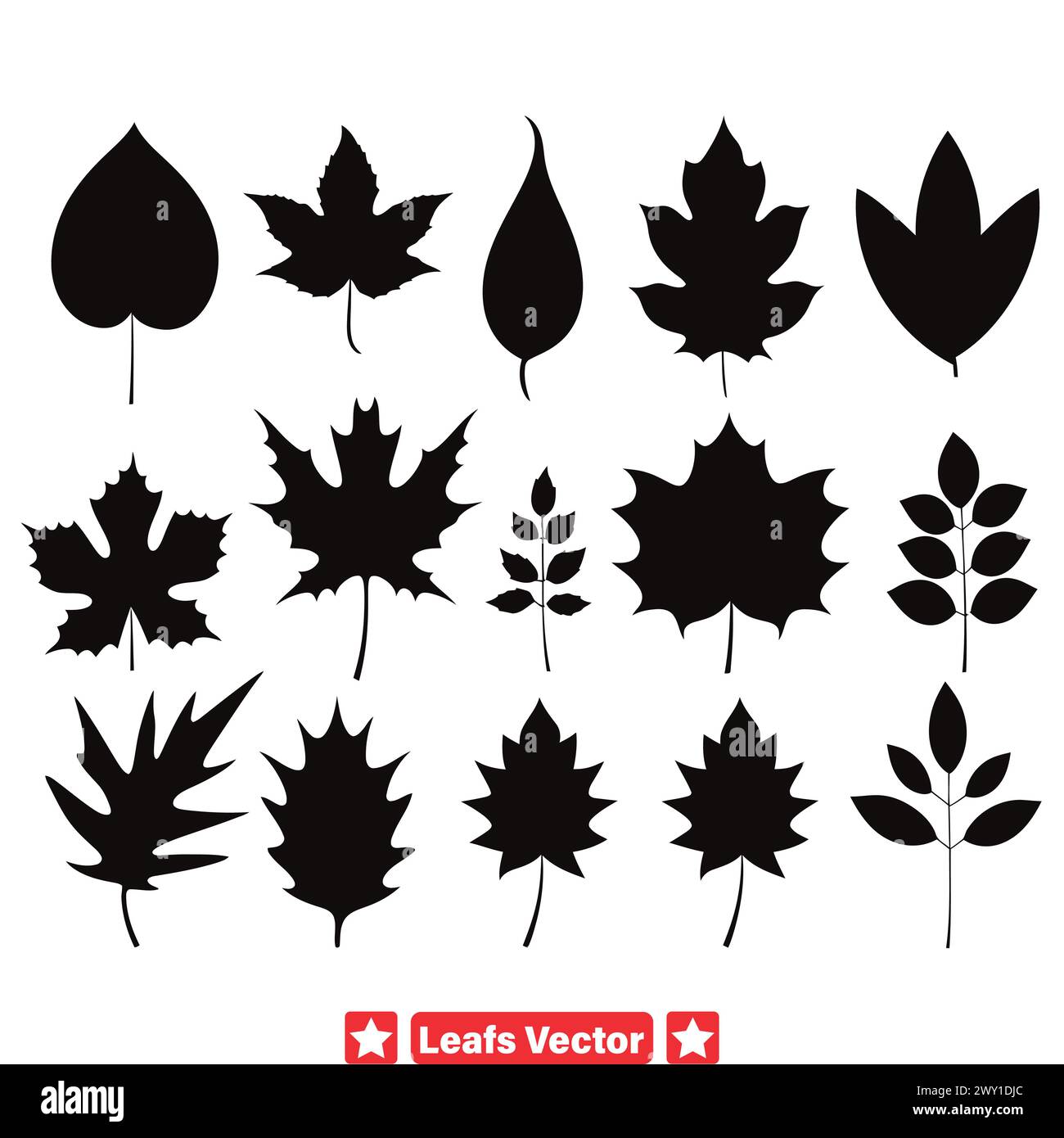 Leaf Enchantment Mystic Vector Silhouette Set Illustration de Vecteur