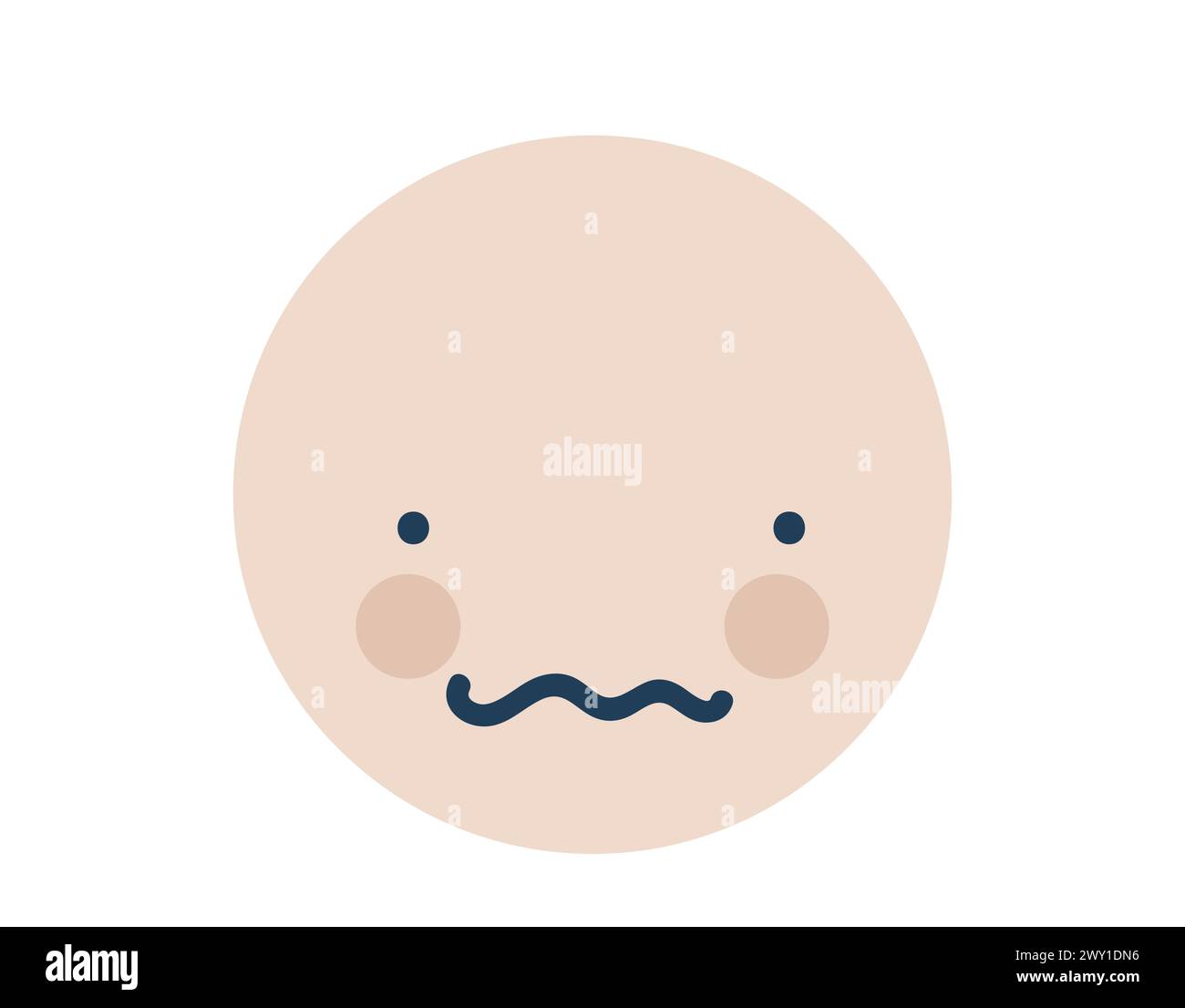 Icône Emoji rond beige Silly. Illustration vectorielle plate de symbole d'objet Élément de dessin animé pour la conception Web, affiche, carte de voeux Illustration de Vecteur