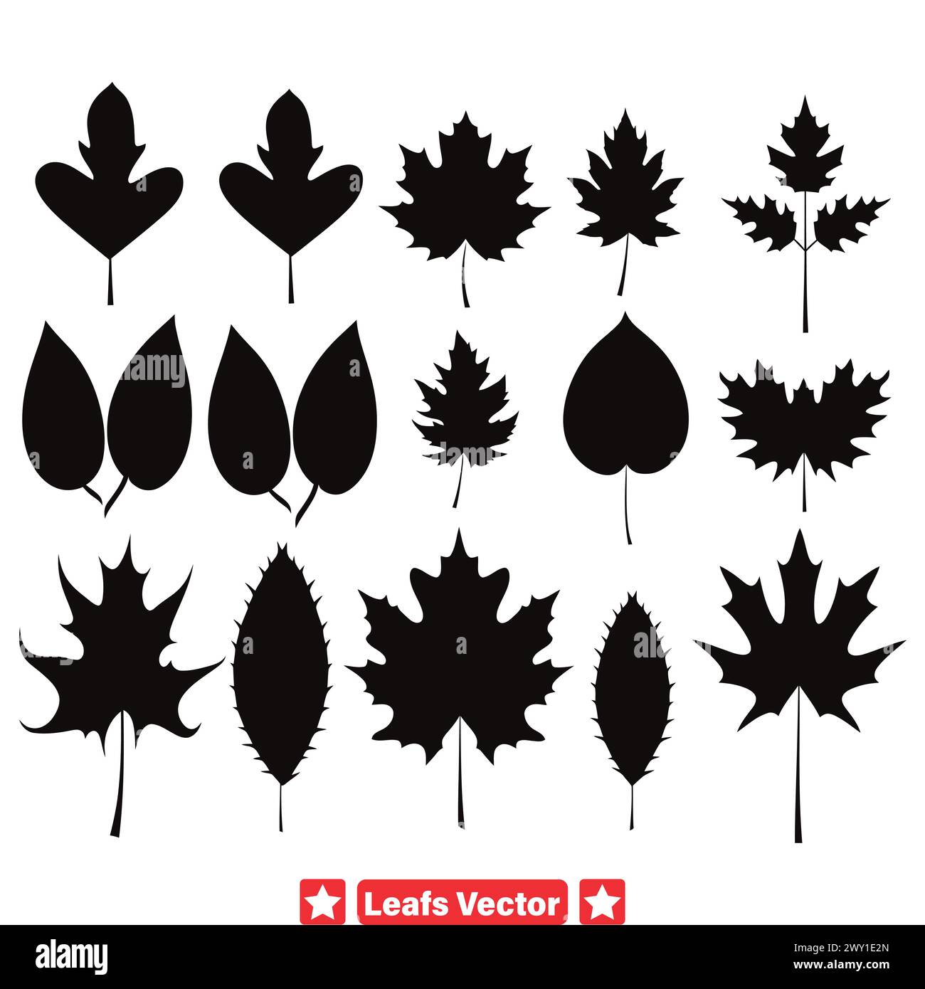 Ensemble de silhouette vectorielle complexe aura Leaf Illustration de Vecteur