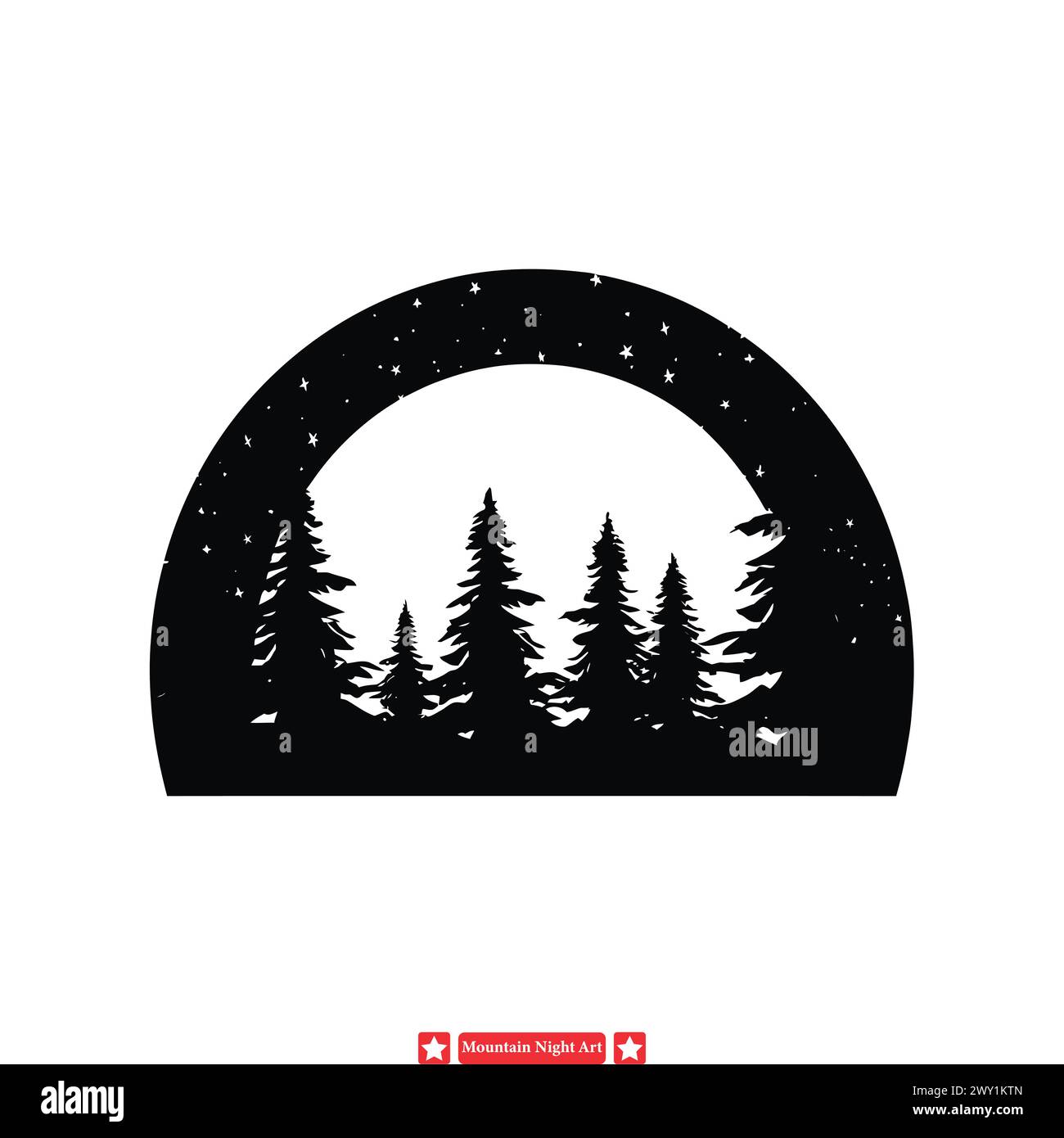 Enchanted Night Sky Moonlit Mountain silhouettes vecteur Illustration de Vecteur