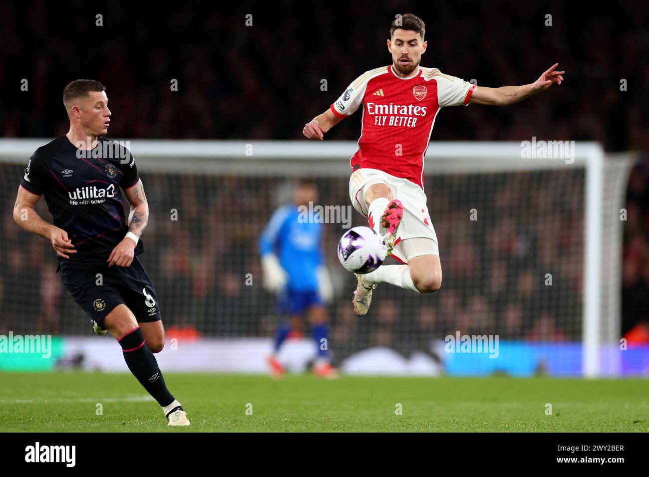 Emirates Stadium, Londres, Royaume-Uni. 3 avril 2024. Premier League Football, Arsenal versus Luton Town ; Jorginho of Arsenal Credit : action plus Sports/Alamy Live News Banque D'Images