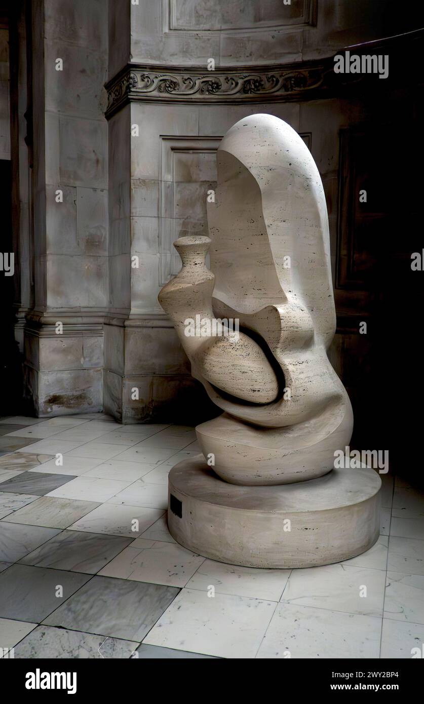 Mère et enfant. Sculpture de capuche par Henry Moore dans la cathédrale St Paul, Londres, Angleterre, Royaume-Uni Banque D'Images