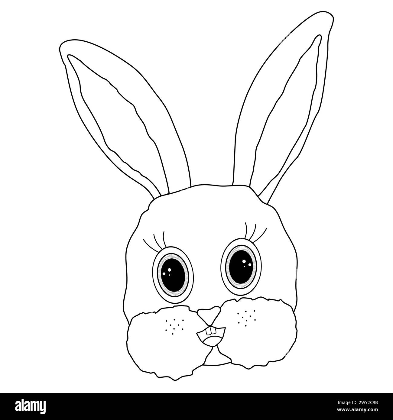 Livres de coloriage pour enfants. Visage de lapin de Pâques. Dessin vectoriel noir et blanc Illustration de Vecteur
