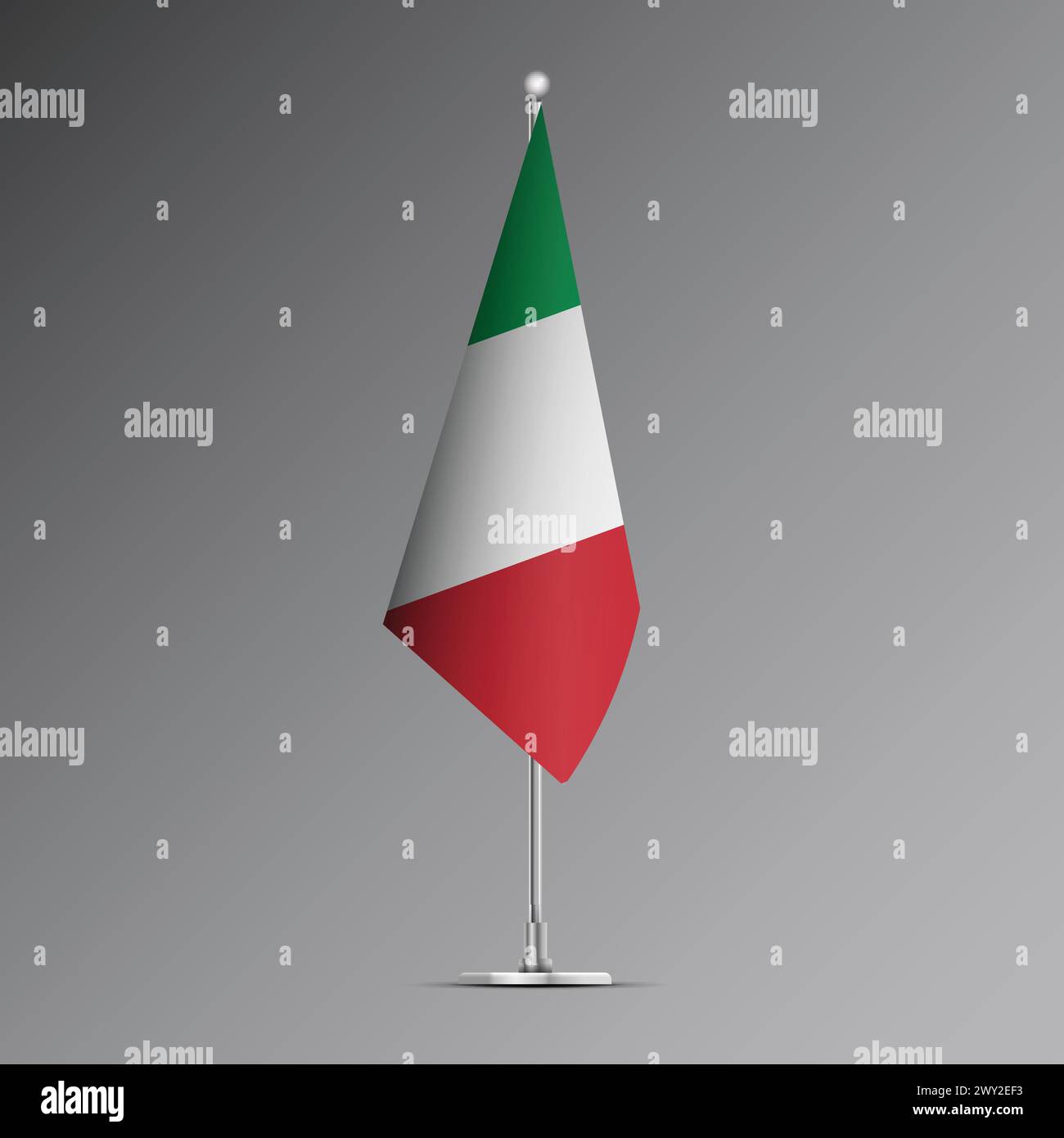 Drapeau réaliste 3D de l'Italie sur le poteau en acier Illustration de Vecteur