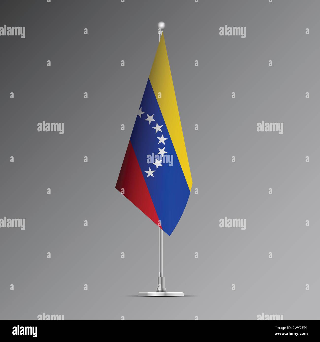 Drapeau 3D réaliste du Venezuela sur poteau en acier Illustration de Vecteur