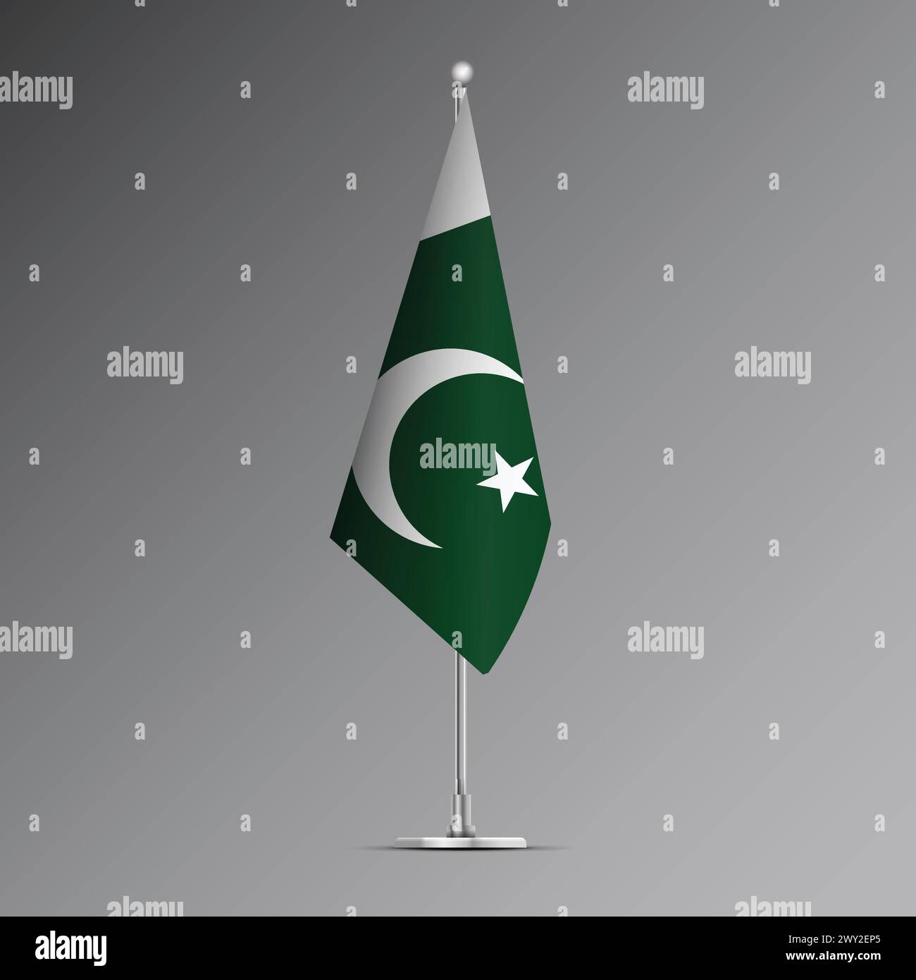Drapeau réaliste 3D du Pakistan sur poteau en acier Illustration de Vecteur