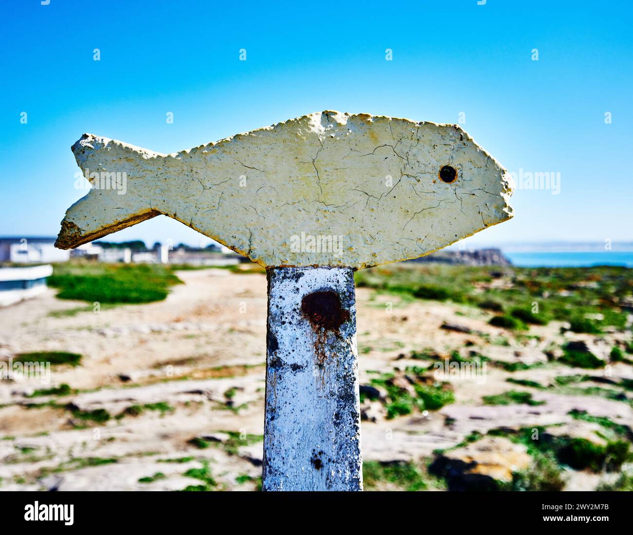 Symbole de poisson sur la plage de Penche, Portugal, Europe Banque D'Images