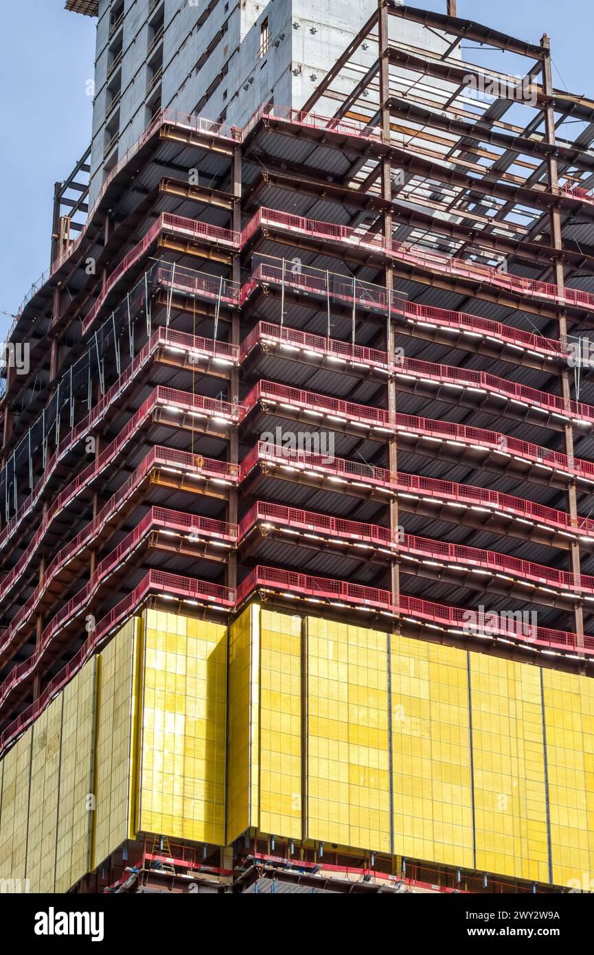 Chantier de construction et ossature d'un nouveau gratte-ciel au centre-ville de Toronto, Canada Banque D'Images