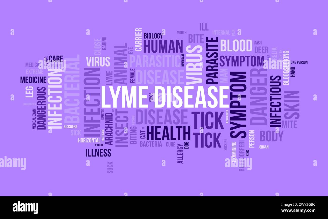Modèle de nuage de mots de la maladie de Lyme. Fond de vecteur de concept de santé et de sensibilisation médicale. Illustration de Vecteur