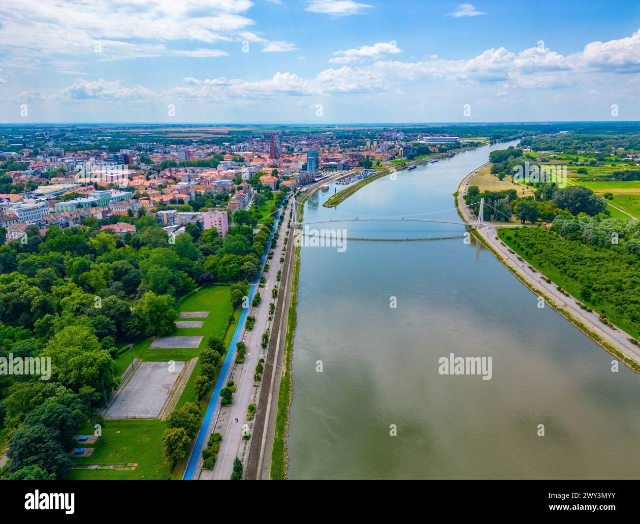 Rive de la rivière Drava à Osijek, Croatie Banque D'Images