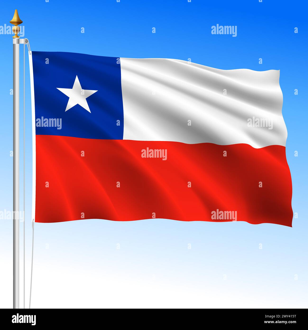 Drapeau national officiel du Chili agitant, amérique du Sud, illustration vectorielle Illustration de Vecteur