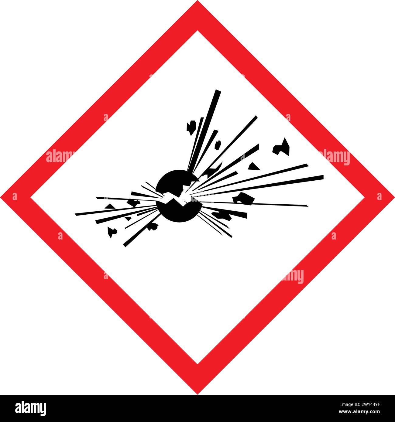 alerte d'avertissement de danger d'explosion classique avertissement ghs signe d'attention en vecteur de symbole de diamant blanc rouge isolé sur fond transparent Illustration de Vecteur