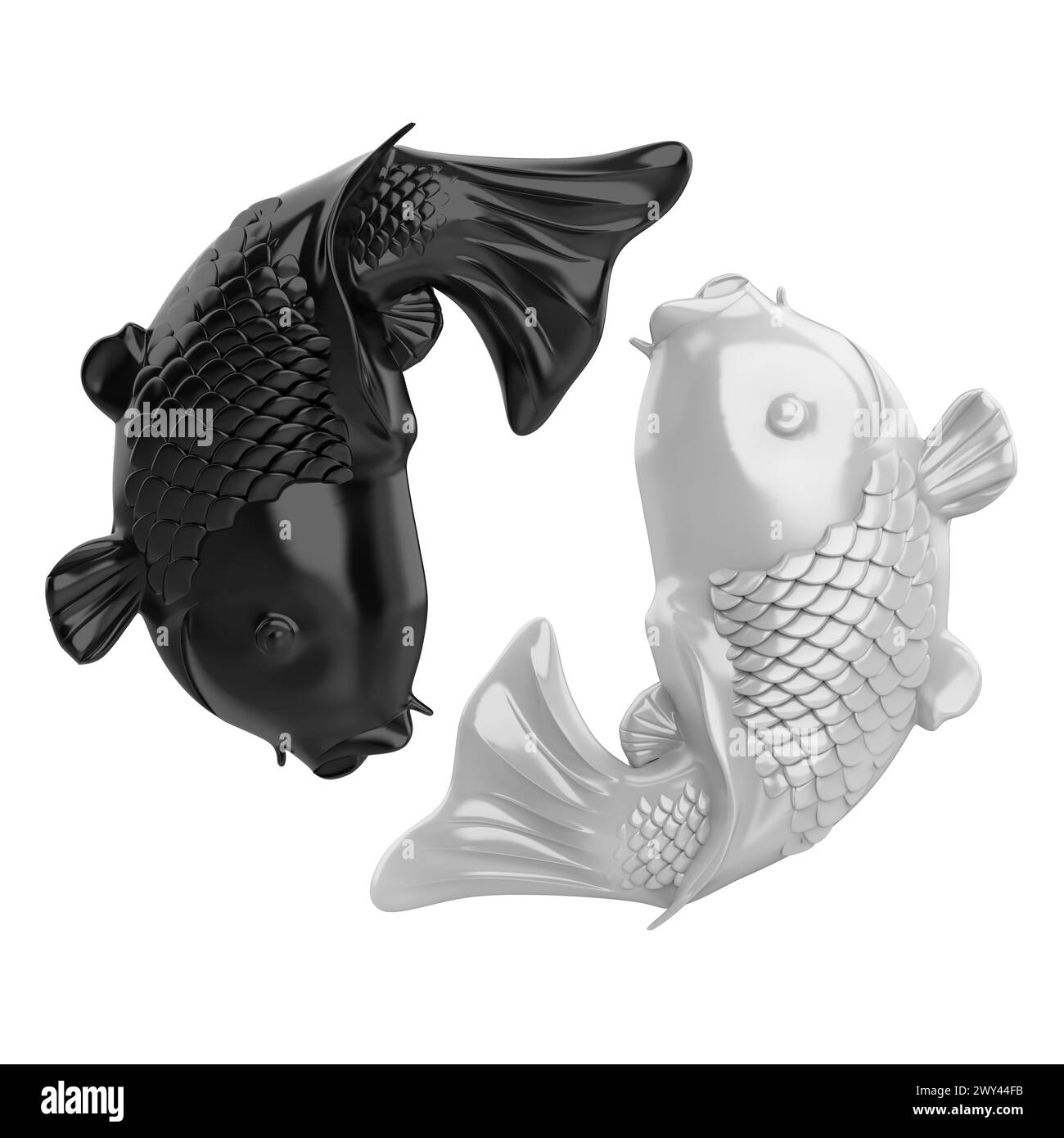 Yin Yang Koi poisson isolé Banque D'Images