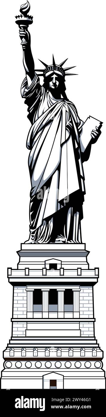 statue stylisée classique de la liberté illustration vectorielle de monument isolé sur fond transparent Illustration de Vecteur