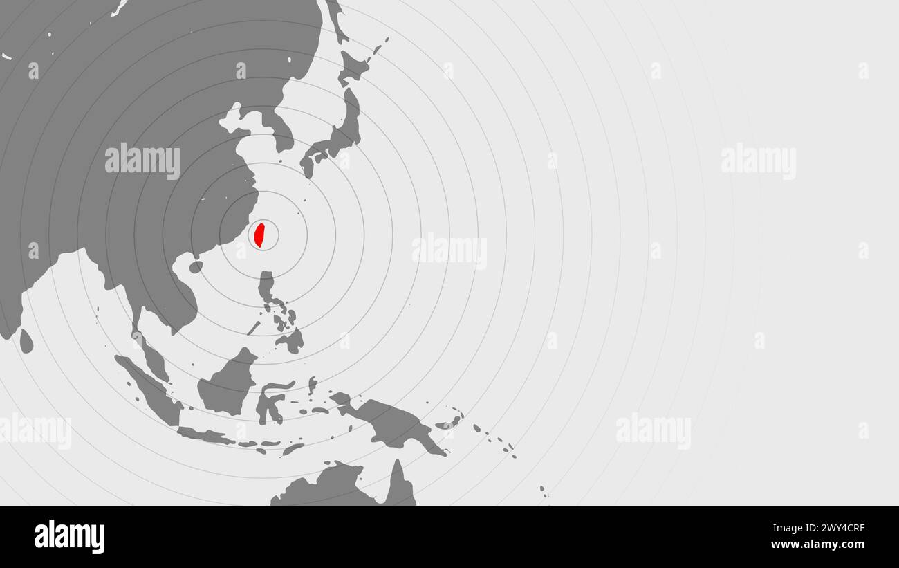Carte du monde tremblement de terre à taiwan avec des ondes de signal de tremblement de terre Banque D'Images