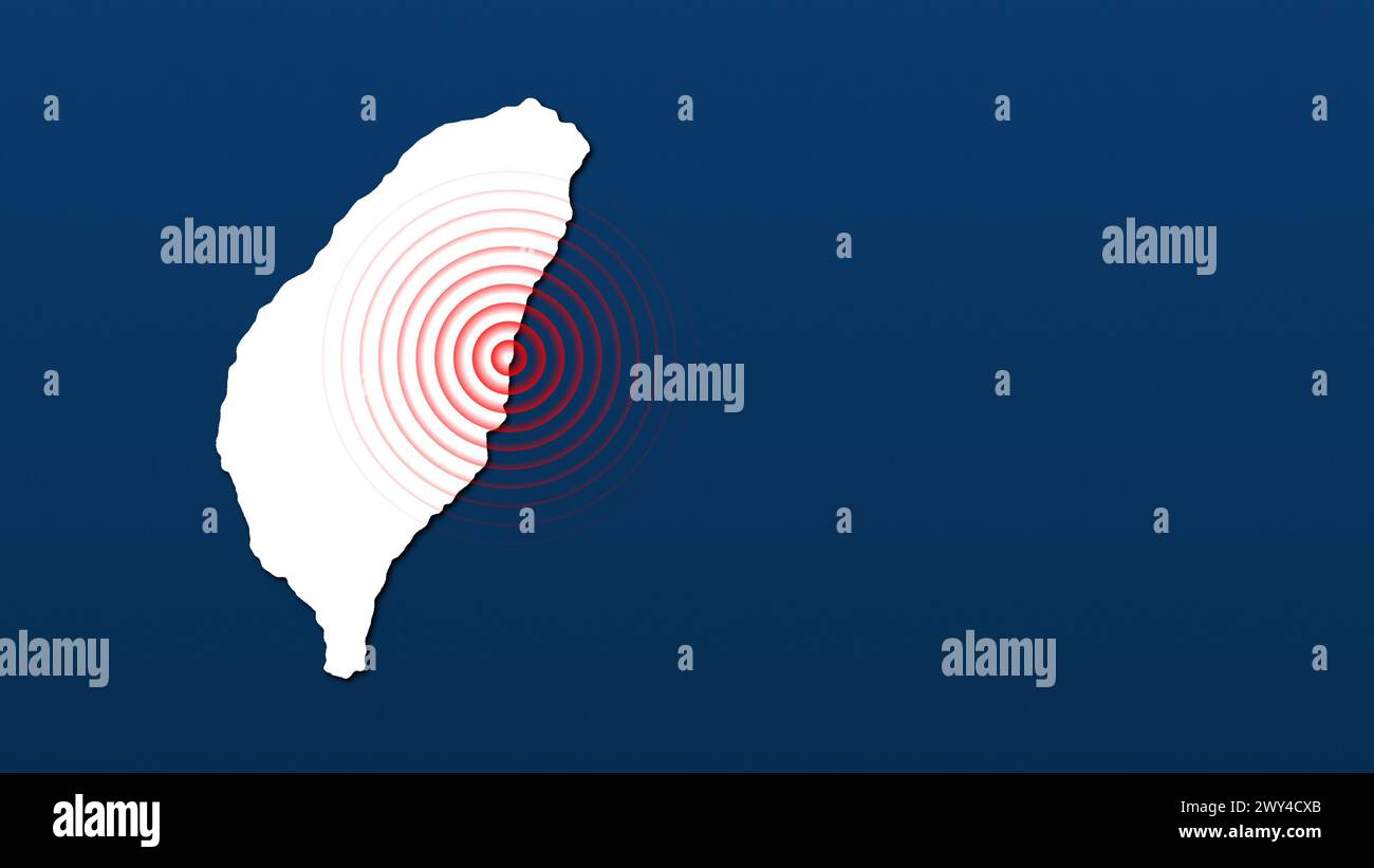 Tremblement de terre de Taiwan avec ondes sismiques rouges Banque D'Images