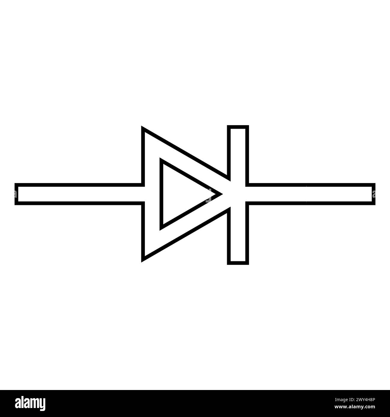 La diode schématique fait passer le flux électrique dans une anode de cathode latérale Illustration de Vecteur