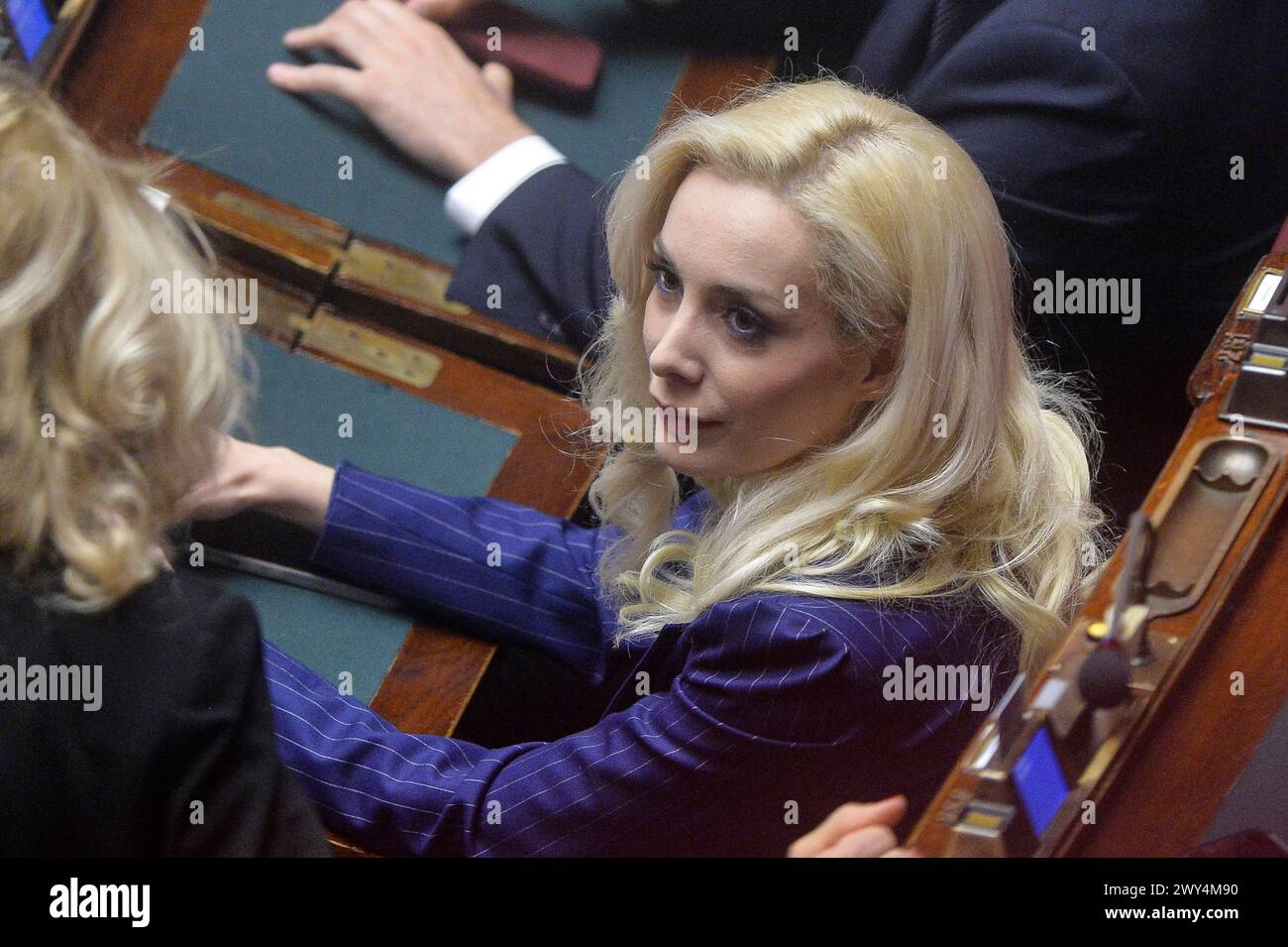 Italie, Rome, 3 avril 2024 : Marta Fascina, ex-petite amie de Silvio Berlusconi, participe à la Chambre des députés au débat et vote sur la motion de censure contre Matteo Salvini photo © Stefano Carofei/Sintesi/Alamy Live News Banque D'Images