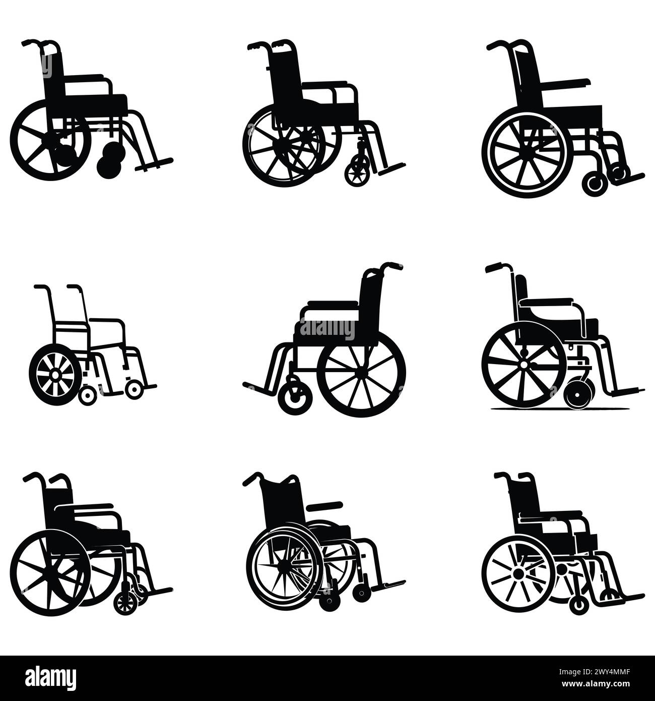 Mobilité accessible conception silhouette en fauteuil roulant Illustration de Vecteur