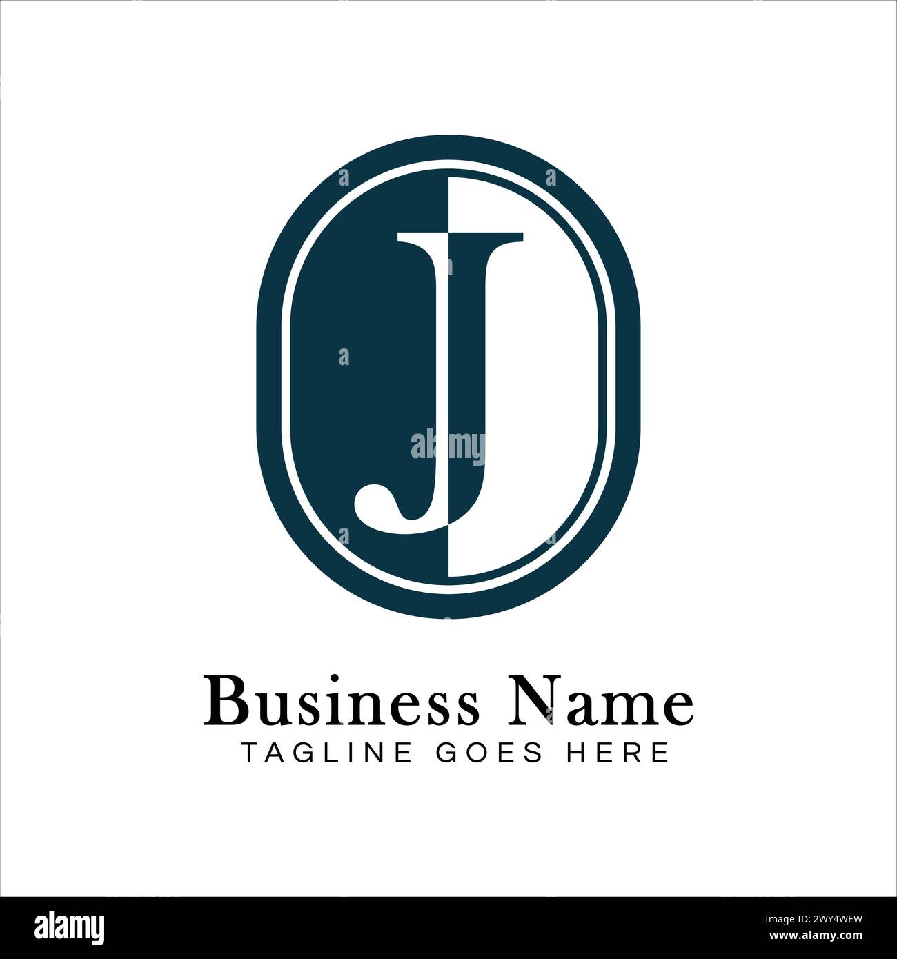 Lettre J logo en forme ovale. Alphabet J icône Business en forme ronde Illustration de Vecteur