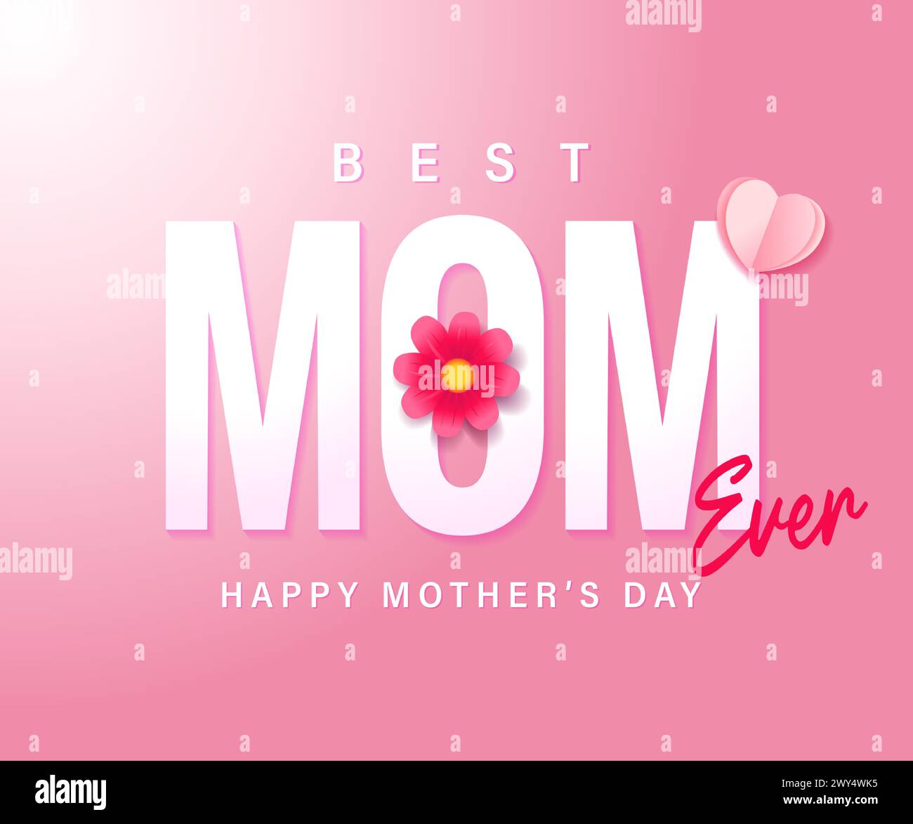 Meilleure maman jamais, carte de fête des mères heureuse avec fleur et coeur. Je t'aime maman, concept d'offre spéciale. Illustration vectorielle Illustration de Vecteur