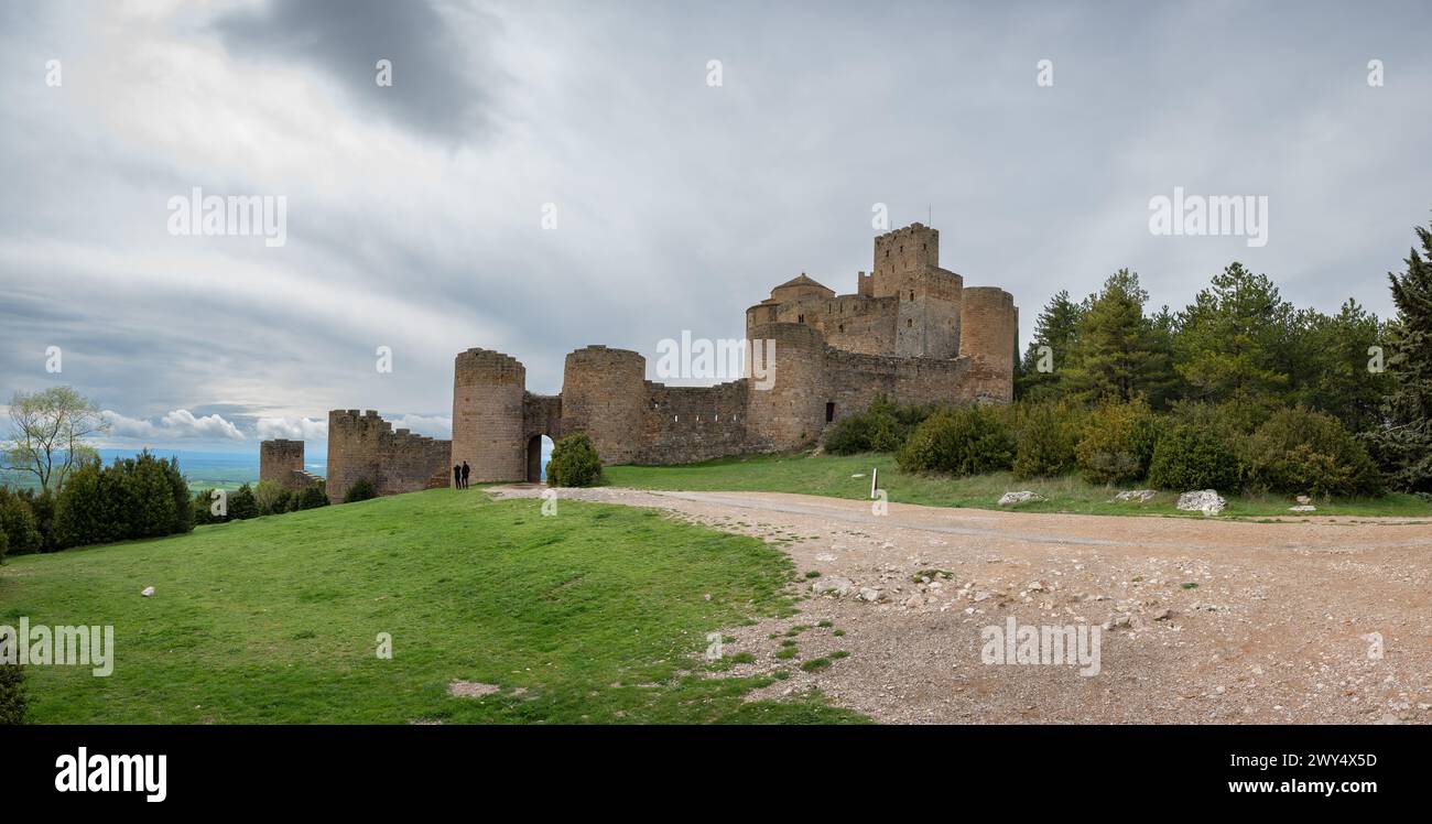 Vue panoramique du château de Loarre, Loarre, Huesca, Aragon, Espagne Banque D'Images