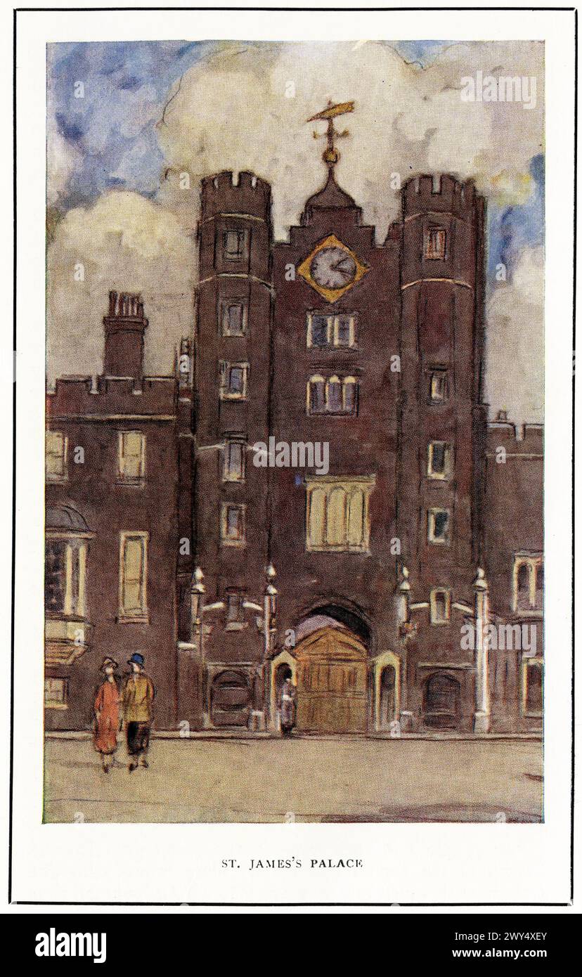 Aquarelle du palais St James, Londres , vers 1926 Banque D'Images