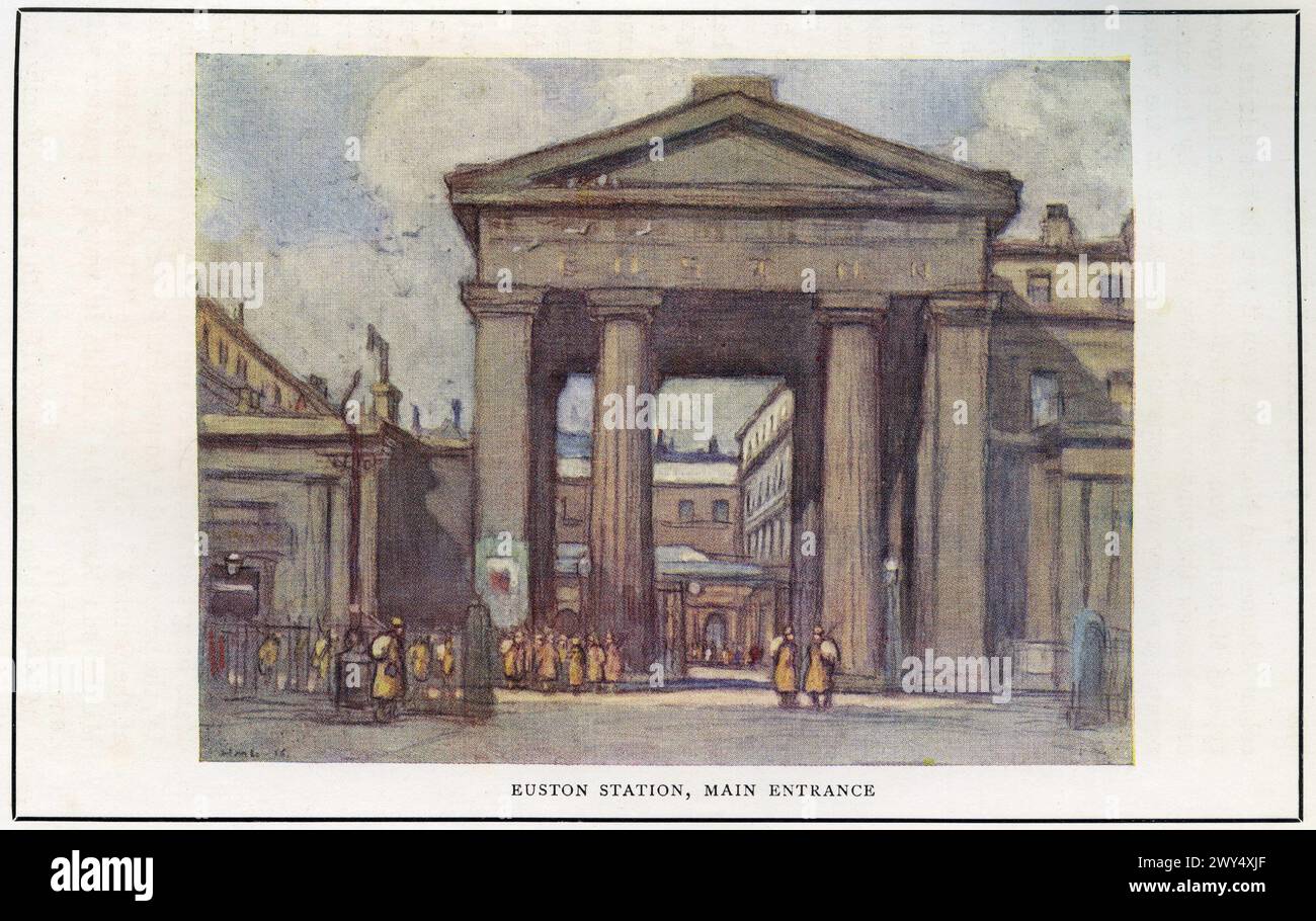 Aquarelle de la gare d'Euston, Londres , vers 1926 Banque D'Images