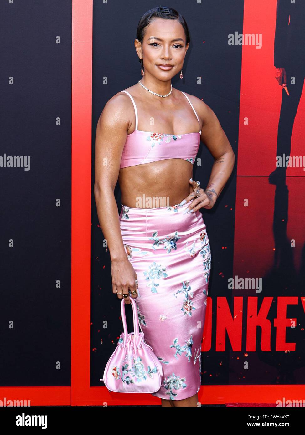 HOLLYWOOD, LOS ANGELES, CALIFORNIE, États-Unis - AVRIL 03 : Karrueche Tran arrive à la première de Los Angeles de Universal Pictures 'Monkey Man' qui a eu lieu au TCL Chinese Theatre IMAX le 3 avril 2024 à Hollywood, Los Angeles, Californie, États-Unis. (Photo de Xavier Collin/image Press Agency) Banque D'Images
