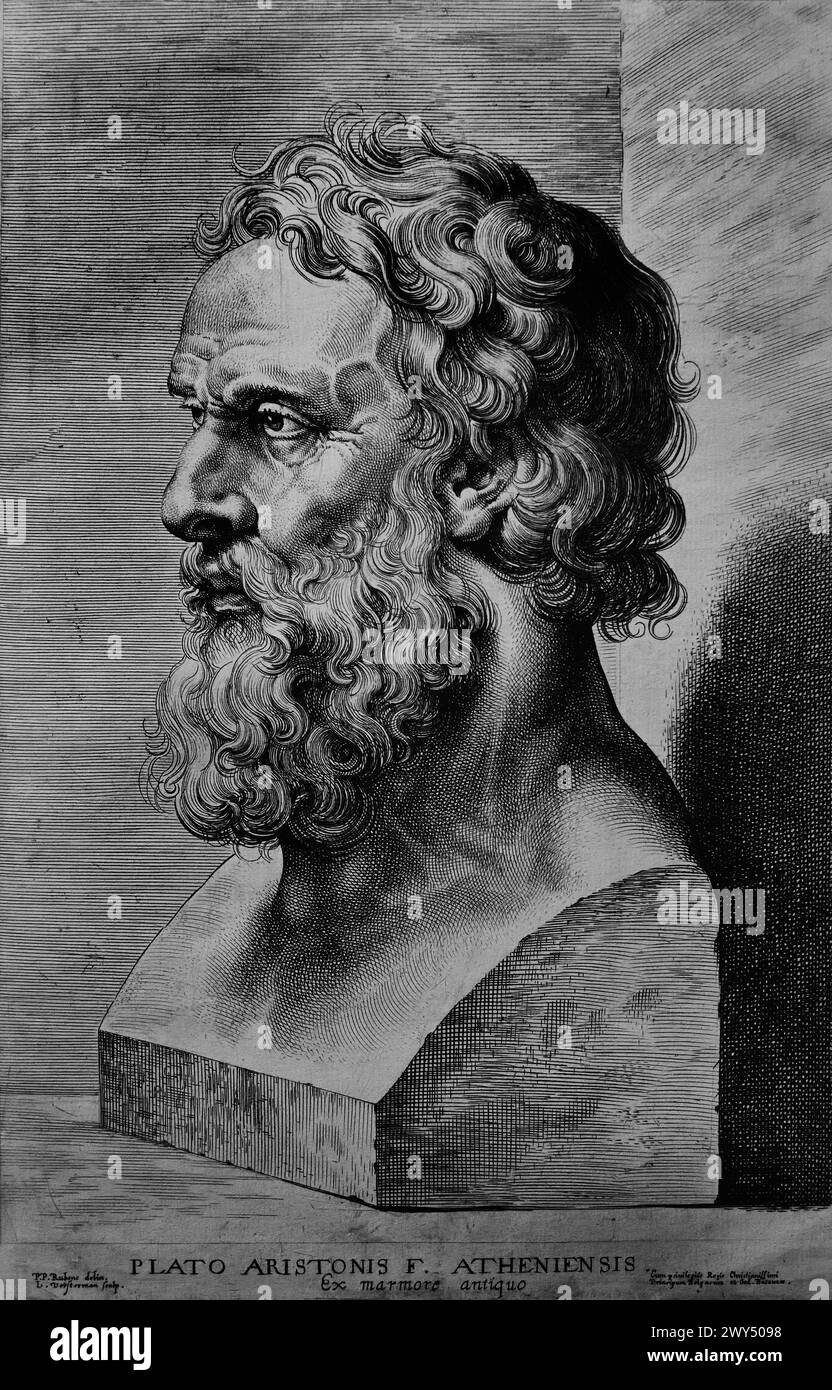 Platon 1638 Lucas Vorsterman (1595-1675) est un graveur baroque. Il a travaillé avec les artistes Peter Paul Rubens et Anthony van Dyck Musée Royal des Beaux-Arts, Anvers, Belgique, Belgique. ( Platon était un philosophe athénien pendant la période classique dans la Grèce antique, fondateur de l'école platoniste ) Banque D'Images