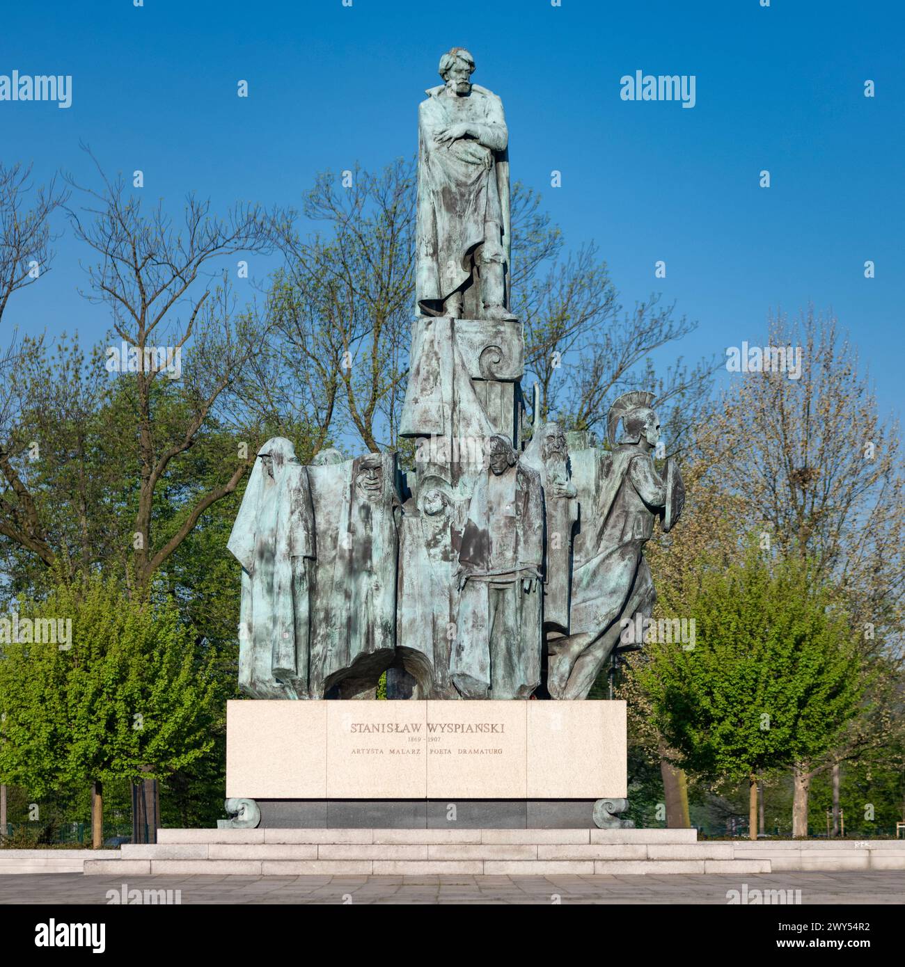 Monument à Stanislaw Wyspianski, Cracovie, Pologne Banque D'Images