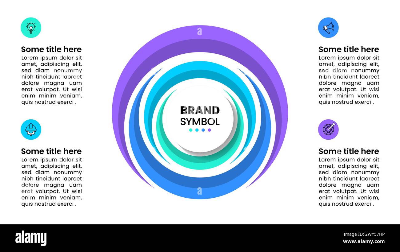 Modèle infographique avec icônes et 4 options ou étapes. Cercle abstrait. Peut être utilisé pour la mise en page de flux de travail, diagramme, bannière, webdesign. Illustration vectorielle Illustration de Vecteur