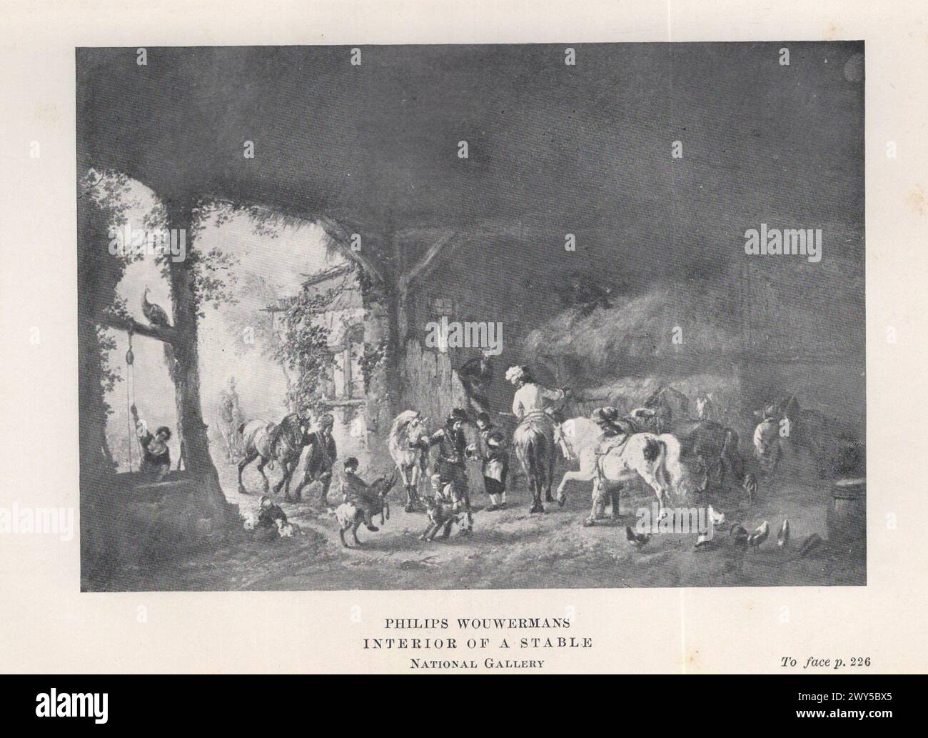 Grands maîtres de la peinture néerlandaise et flamande par W. Done traduit par Margaret L. Clarke , Londres : Duckworth et Co. New York : Charles Scribner's fils 1909 / Philips Wouwermans : intérieur d'une écurie, National Gallery Banque D'Images