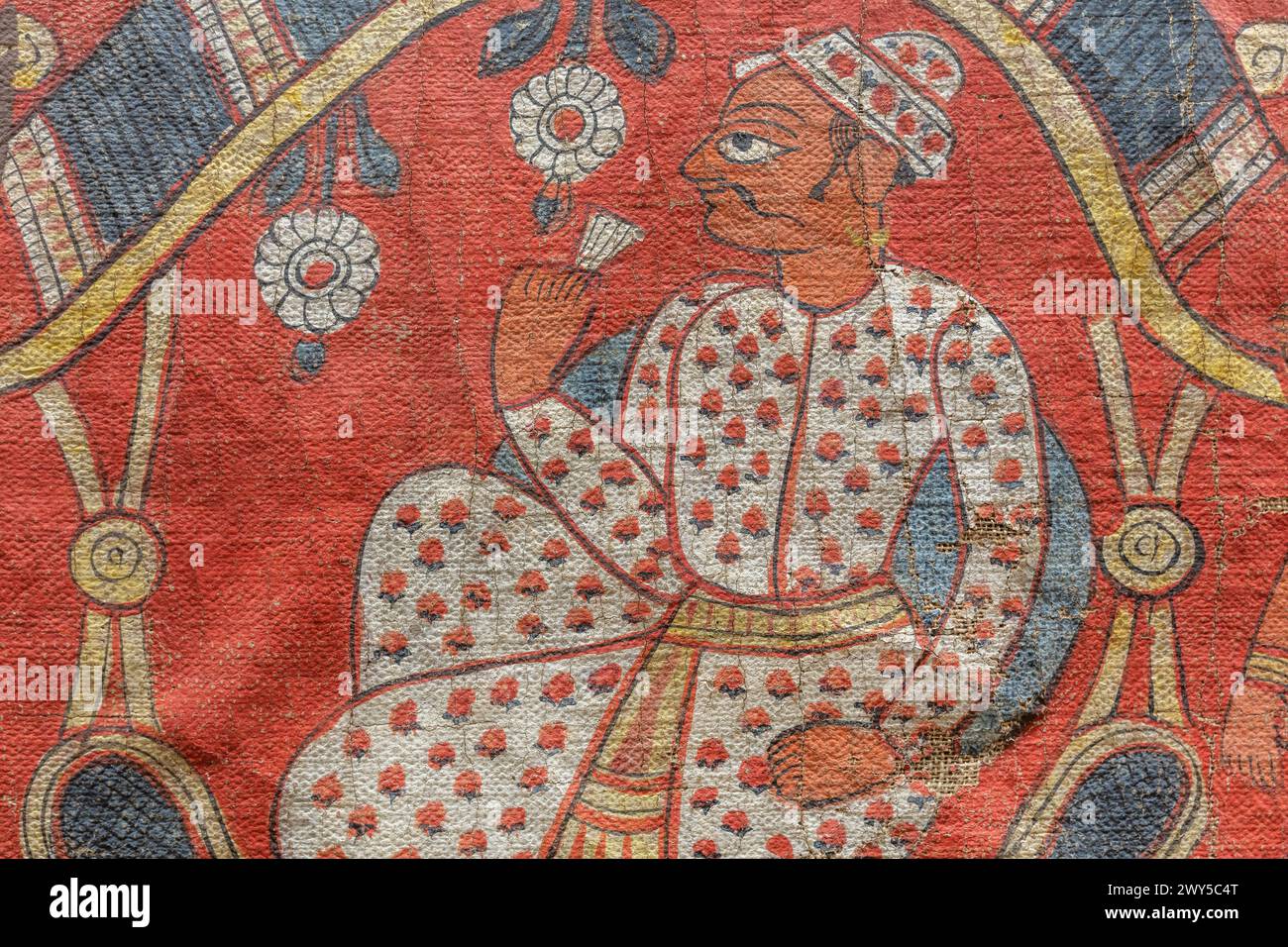 Telangana textile Scroll Painting, Andhra Pradesh, National Crafts Museum, New Delhi, Inde Banque D'Images