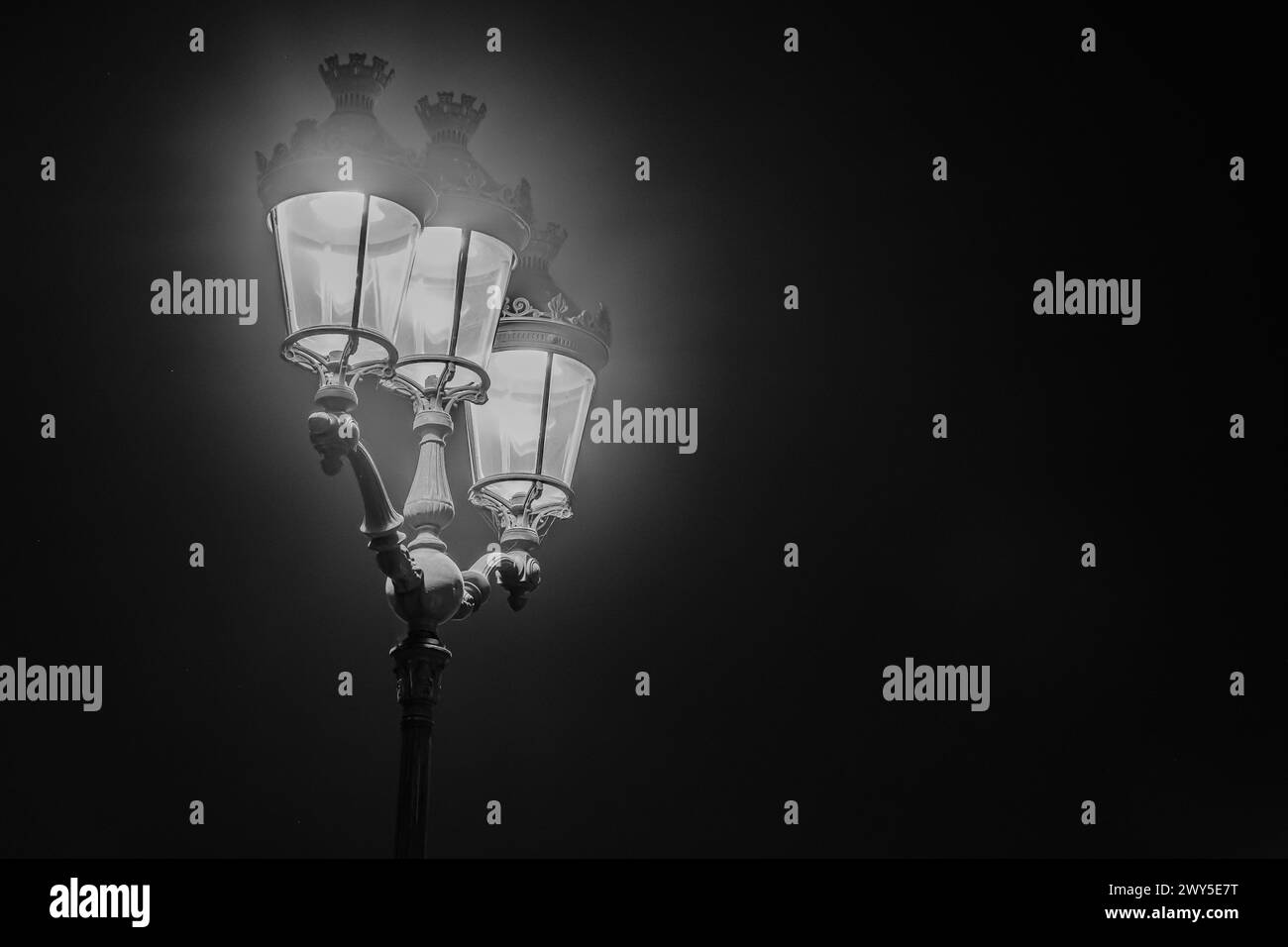 Vue sur les beaux lampadaires illuminés de la célèbre place Vendôme à Paris France Banque D'Images