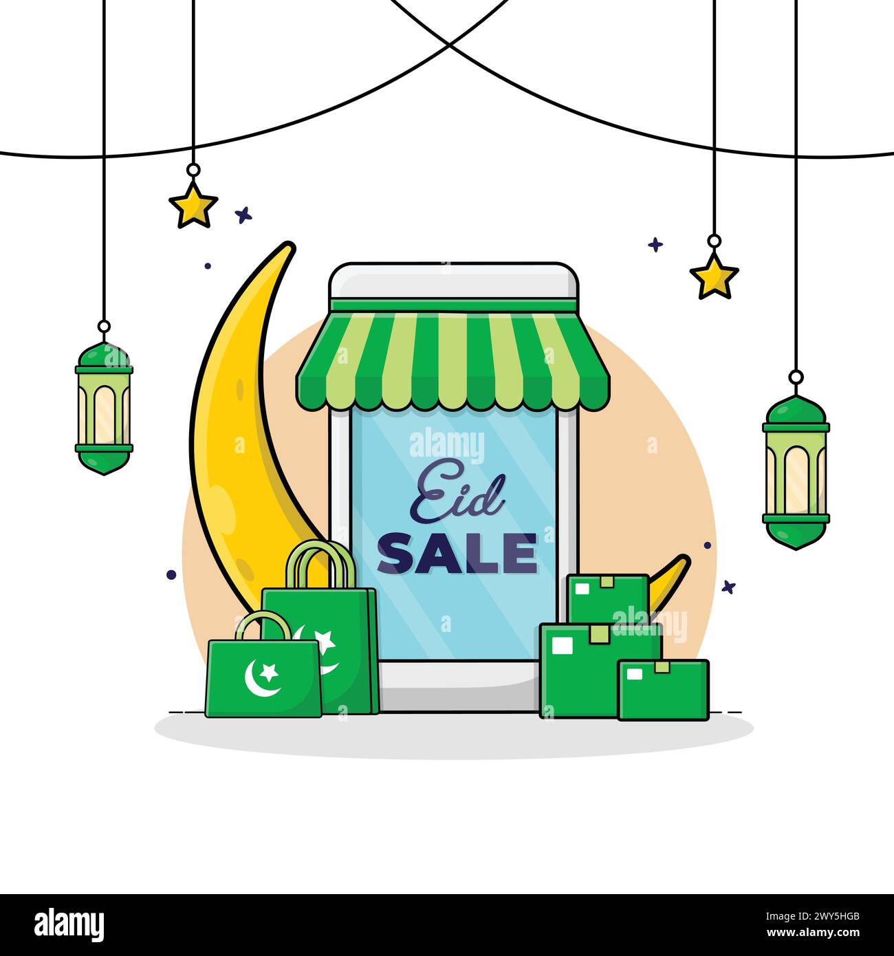 Modèle de publication de médias sociaux d'illustration vectorielle de vente d'Eid Illustration de Vecteur