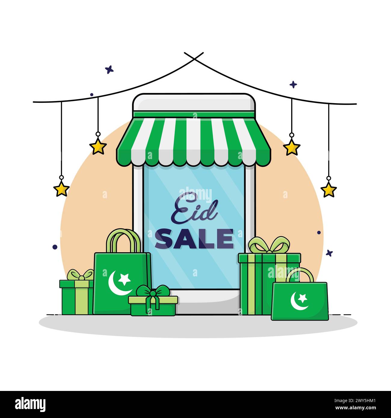 Illustration vectorielle de concept de vente spéciale EID pour publication de médias sociaux Illustration de Vecteur
